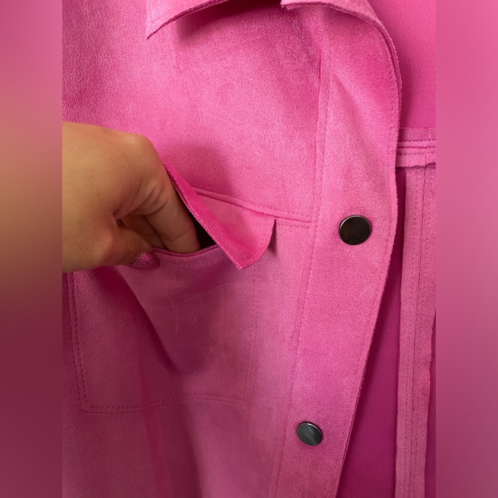 Zara Pink Button-Down Shirt Jacket - Picture 4 of 7